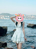 緋垚甜美碎花連衣裙女夏季法式初戀公主蓬蓬裙小飛袖收腰小個子短裙子 小飛袖連衣短裙【藍色】 L 曬單實拍圖