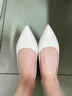 千百度【靜音系列】中跟裸色淺口單鞋女春秋新款尖頭增高小皮鞋 米色 37 曬單實(shí)拍圖