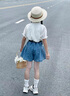 G.DUCKKIDS小黃鴨童裝女童夏裝套裝2025新款兒童衣服女孩娃娃衫上衣牛仔短褲 兩件套腰帶 160 建議150-160cm12-13歲 曬單實(shí)拍圖