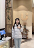 鴨鴨（YAYA）羽絨服女時(shí)空道宇系列復(fù)古時(shí)尚情侶同款立領(lǐng)鴨絨加厚保暖面包服HY 青光黑色 2XL 曬單實(shí)拍圖
