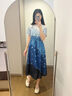 顏域不規(guī)則印花連衣裙女2025夏季新款高腰顯瘦過(guò)膝雪紡收腰長(zhǎng)裙子 藍(lán)花 S 曬單實(shí)拍圖