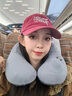 貝黎斯德德國旅行便攜按壓式充氣U型枕連帽U形枕護頸高鐵長途飛機睡覺神器 【連帽款-可拆洗】涼爽冰絲 灰色（送收納袋） 曬單實拍圖