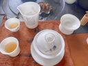 冰種玉瓷功夫茶具套裝高檔白瓷茶杯三才蓋碗泡茶壺可定制高端禮盒 冰種玉瓷千里江山西施壺套組11頭 曬單實(shí)拍圖