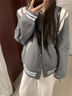 POUM美式寬松棒球服男女同款2025春秋季設(shè)計感學(xué)院風(fēng)百搭情侶夾克外套 TM-W703灰色 毛呢 XL 曬單實(shí)拍圖