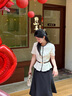 法莎羅兒（FASLOV）黑色拼色高端小香風(fēng)連衣裙夏季新款假兩件短袖套裝裙珠寶店工作服 黑白拼色(短袖連衣裙) L 曬單實拍圖