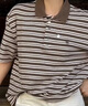 ABERCROMBIE & FITCH【情侶POLO】男裝25夏季小麋鹿條紋POLO短袖T恤KI124-5299 棕色條紋 M (180/100A) 曬單實拍圖