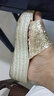 啄木鳥真皮女鞋2025夏季新款外穿坡跟厚底拖鞋增高網(wǎng)紅百搭半拖女士涼鞋 金色 36 曬單實(shí)拍圖