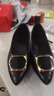 啄木鳥(niǎo)高檔斷碼真皮平底單鞋女2026秋季新款軟底尖頭粗跟皮鞋軟皮瓢鞋 黑色 37 曬單實(shí)拍圖