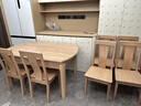 梵宜實木餐桌 白蠟木可伸縮方圓兩用餐桌椅組合北歐風家用吃飯桌子 1.35m一桌6椅 原木色 曬單實拍圖