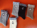 Cofni女士中筒襪秋冬新款透氣純棉蕾絲花邊卡通刺繡運動(dòng)襪子女 顏色混搭： 6雙 均碼 曬單實(shí)拍圖
