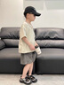 G.DUCKKIDS小黃鴨童裝男童短袖T恤套裝夏季2025新款純棉寶寶衣服夏裝兩件套 米色 100 (建議90-98cm 2-3周歲） 曬單實拍圖