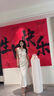 舒芳蝶（shufangdie）吊帶連衣裙女裝2025夏季新款綢緞面魚尾長裙高級感中長小禮服裙子 米白色 L 曬單實拍圖