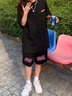 棉之雪美式運動休閑復(fù)古短褲男生夏季百搭簡約跑步寬松直筒抽繩五分褲潮 黑色美式五分褲 2XL 【160cm-170cm】 曬單實拍圖