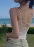 俞兆林小吊帶背心女帶胸墊一體美背內(nèi)搭外穿打底海邊上衣春夏白色 曬單實(shí)拍圖