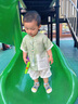 G.DUCKKIDS小黃鴨童裝寶寶套裝夏季薄款兒童漢服男孩子周歲禮服嬰兒衣服夏裝 綠色 100 尺碼2~3歲【90-100cm】cm 曬單實(shí)拍圖