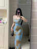 妙奕嘉吊帶連衣裙女裙子夏季2025新款女士長(cháng)裙純欲海邊沙灘裙度假包臀裙 海島色扎染吊帶連衣裙 L 【建議95-105斤】 曬單實(shí)拍圖