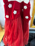 優(yōu)奇嬰兒衣服女寶寶夏季超薄短袖連體衣裙女童百天紅色喜慶周歲禮服裙 曬單實(shí)拍圖