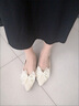 瑜尚臻品 平底單鞋女尖頭淺口一腳蹬配裙子氣質(zhì)禮服秀禾工作休閑鞋豆豆鞋 米白色 38 曬單實(shí)拍圖