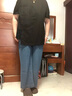 MsShe【涼感棉】大碼女裝2025夏季胖mm新中式鏤空蕾絲中長短袖T恤 黑色現(xiàn)貨 4XL 曬單實拍圖