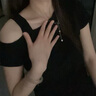 佐敘純欲風(fēng)一字肩上衣女夏2025新款設(shè)計(jì)感小眾不規(guī)則性感鎖骨斜肩短袖 黑色 L （96-108斤） 曬單實(shí)拍圖