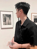 牧唯潮牌敬亭平替款純色短袖襯衫男百搭夏季新款高級(jí)垂感冰絲休閑襯衣 黑色 XL [建議130-150斤] 曬單實(shí)拍圖
