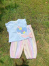 G.DUCKKIDS小黃鴨童裝兒童衣服女童套裝夏季2024新款小女孩飛袖山本褲兩件套 藍色  120 (建議110cm  6-7歲左右)c 曬單實(shí)拍圖