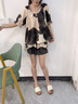 妮狄婭睡衣女夏季柔軟棉短袖開衫甜美短褲時尚復古中國風家居服套裝 古巴沙色TF25242 L 【參考體重105-125斤】 曬單實拍圖