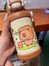 啟諾卡皮巴拉兒童保溫杯316食品級吸管水杯幼兒園小學(xué)生上學(xué)專用水壺 面包550ml+3D立體貼 曬單實(shí)拍圖
