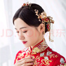 圣璃秀禾服頭飾女新娘2024新款簡(jiǎn)約大氣簡(jiǎn)單出嫁結婚龍鳳褂發(fā)飾新中式 連理枝耳夾套裝 曬單實(shí)拍圖