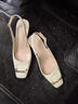 啄木鳥(niǎo)裸色高跟鞋女粗跟小方頭夏季新款溫柔氣質(zhì)方扣一字帶扣包頭女涼鞋 白色 38 曬單實(shí)拍圖