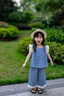 G.DUCKKIDS小黃鴨女童夏裝牛仔套裝2025新款兒童闊腿褲兩件套寶寶夏季衣服 MDY-飛袖套裝 120 (建議105-115cm 4-5.2周歲) 曬單實拍圖