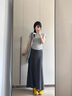 溫格芳 連衣裙女2025夏季新款韓系穿搭ootd一整套輕熟時(shí)尚氣質(zhì)套裝裙子 淺灰色上衣+深灰色半身裙 M 曬單實(shí)拍圖