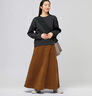 無(wú)印良品（MUJI）女式木棉混燈芯絨寬擺輕便長(zhǎng)裙長(zhǎng)半身裙美拉德女裙子秋冬季 駝色 L (165/70A) 曬單實(shí)拍圖