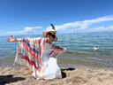 蔚占絲巾夏季防曬披肩女外搭氣質2025薄款民族風海邊新疆草原穿搭紗巾 紅色民族風盤扣披肩 曬單實拍圖