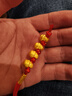 Lossot十二生肖雞足金五福雞黃金轉(zhuǎn)運(yùn)珠手鏈5D硬金雞本命年紅繩七夕禮物 曬單實(shí)拍圖