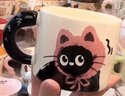 斐月伽生日禮物送閨蜜可愛貓咪陶瓷杯馬克杯伴手禮帶蓋水杯情侶七夕禮物 棕色貓貓-禮盒裝360ml 曬單實拍圖