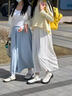 棉致夏季冰絲薄款肌理感休閑褲子女2025新款高腰寬松垂感速干闊腿裙褲 338藍色【高品質(zhì)18.5】 L 110-125斤 曬單實拍圖