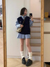 若盼春秋韓系學院長袖條紋襯衫連衣裙子疊穿針織毛衣馬甲背心兩件套裝 馬甲 M 100-110斤 曬單實拍圖