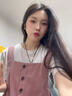 蕓蕁裙子女夏季2025新款蕓蕁多巴胺穿搭夏季韓系背帶裙女學(xué)院風(fēng)新款條 粉色[套裝][短袖+背帶裙]高品質(zhì) L 建議113-128斤左右 曬單實(shí)拍圖