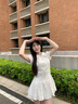 JIOESC泡泡袖襯衫連衣裙學院風女氣質(zhì)收腰小個子甜美短裙a字法式茶歇裙 白色（加內(nèi)里+配送安全褲） M 90-100斤 曬單實拍圖