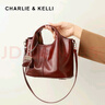 CHARLIE&KELLI CK品牌包包女包簡(jiǎn)約軟皮手提包2025新款女士戴妃包單肩斜挎包 葡萄酒紅【七夕情人節(jié)禮物】 曬單實(shí)拍圖