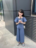 諾佳微淇女大童夏季短袖休閑套裝2025新款洋氣夏裝娃娃衫女孩闊腿褲兩件套 藍(lán)色 160 曬單實(shí)拍圖
