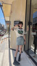 艾美琦美（AIMEIQIMEI）夏季女裝新款休閑牛仔短褲子套裝2025年洋氣減齡短袖夏裝穿搭顯瘦 白衣藍(lán)褲 M 曬單實(shí)拍圖