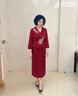 菲洛曼婚禮媽媽裝高檔禮服夏季喜婆婆婚宴高端刺繡修身敬酒連衣裙 酒紅色 L 曬單實(shí)拍圖