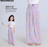 moonkids女童冰絲防蚊褲夏季薄款褲子兒童闊腿褲2025夏裝涼感大童洋氣長褲 15088粉紫色闊腿褲 140 cm 曬單實拍圖