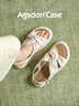 奧古獅登（Agsdon）涼鞋女夏季新款羅馬風(fēng)厚底涼鞋百搭時(shí)尚女涼鞋 352027 米色 38 曬單實(shí)拍圖