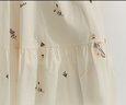 茵曼（INMAN）法式刺繡拼接半身裙2025夏季女裝新款純棉松緊腰寬松a字裙子 淡香杏 L 曬單實拍圖