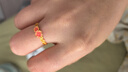 周六福新年禮物  黃金戒指女款足金琺瑯桃花枝頭指環(huán) 計價(jià) 13號-2.41g 曬單實(shí)拍圖