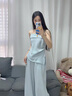 GUYN淺藍色絕美漂亮吊帶上衣闊腿褲套裝女夏韓系清冷貴氣感穿搭兩件套 淺藍色[優(yōu)質(zhì)版] M[建議115斤以?xún)萞 均碼 曬單實(shí)拍圖