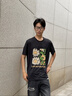 名創(chuàng)優(yōu)品（MINISO）速干t恤短袖男生夏季復(fù)古潮流時尚半袖青少年涼感透氣運動上衣服 黑色(mt白向日葵) XL /180(體重140-160斤左右) 曬單實拍圖